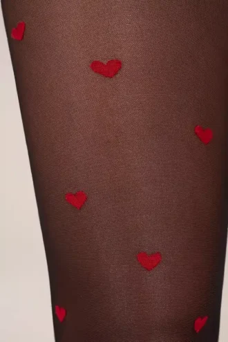 Lina Loveheart Print Tights in Black