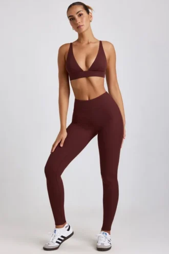 Linnea Petite Ribbed Modal High Waist Leggings in Espresso