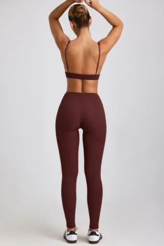 Linnea Petite Ribbed Modal High Waist Leggings in Espresso