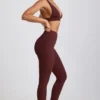 Linnea Petite Ribbed Modal High Waist Leggings in Espresso