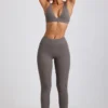 Linnea Petite Ribbed Modal High Waist Leggings in Grey