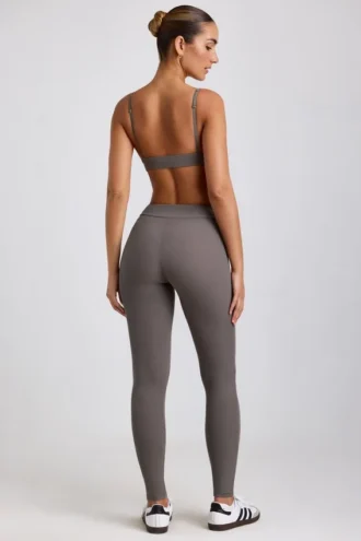 Linnea Petite Ribbed Modal High Waist Leggings in Grey