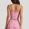 Lirael Embellished Square-Neck Crop Top in Pink