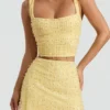 Lirael Embellished Square-Neck Crop Top in Yellow
