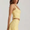 Lirael Embellished Square-Neck Crop Top in Yellow