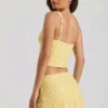 Lirael Embellished Square-Neck Crop Top in Yellow