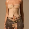 Lirielle Fringed Belt in Dark Tan
