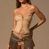 Lirielle Fringed Belt in Dark Tan