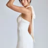 Lisbeth Cross-Neck A-Line Mini Dress in Ivory