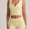 Lisha Modal Ribbed Mid-Rise Foldover Shorts in Buttercream Yellow
