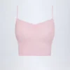 Livia Pointelle Ruched Camisole Crop Top in Baby Pink