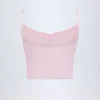 Livia Pointelle Ruched Camisole Crop Top in Baby Pink