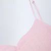 Livia Pointelle Ruched Camisole Crop Top in Baby Pink