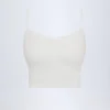 Livia Pointelle Ruched Camisole Crop Top in White