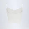 Livia Pointelle Ruched Camisole Crop Top in White