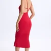 Lois Modal Plunge Open-Back Midaxi Dress in Cherry Red