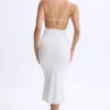 Lois Modal Plunge Open-Back Midaxi Dress in White