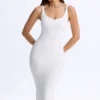 Lois Modal Plunge Open-Back Midaxi Dress in White