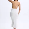 Lois Modal Plunge Open-Back Midaxi Dress in White