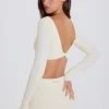 Long-Sleeve Crop Top in Cream