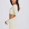 Long-Sleeve Crop Top in Cream
