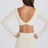 Long-Sleeve Crop Top in Cream