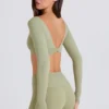 Long-Sleeve Crop Top in Matcha