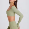 Long-Sleeve Crop Top in Matcha