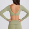 Long-Sleeve Crop Top in Matcha