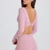 Long-Sleeve Crop Top in Mauve