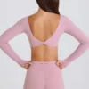 Long-Sleeve Crop Top in Mauve