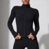 Long Sleeve Zip Up Jacket in Black