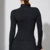 Long Sleeve Zip Up Jacket in Black