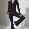 Long Sleeve Zip Up Jacket in Black