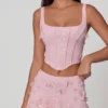 Lorelei Embellished Mid-Rise A-Line Mini Skirt in Soft Pink