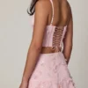 Lorelei Embellished Mid-Rise A-Line Mini Skirt in Soft Pink