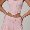 Lorelei Embellished Mid-Rise A-Line Mini Skirt in Soft Pink