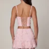 Lorelei Embellished Mid-Rise A-Line Mini Skirt in Soft Pink