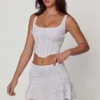 Lorelei Embellished Mid-Rise A-Line Mini Skirt in White