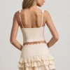 Lorena Layered Ruffled Low-Rise Mini Skirt in Ivory