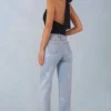 Lorielle Mid-Rise Straight-Leg Jeans in Light Denim