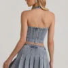 Lotta Halterneck Corset Top in Light Blue