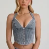 Lotta Halterneck Corset Top in Light Blue