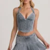 Lotta Halterneck Corset Top in Light Blue