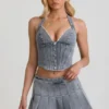 Lotta Halterneck Corset Top in Light Blue