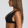 Loungewear V Neck Fleece Bralette in Black