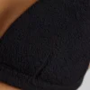 Loungewear V Neck Fleece Bralette in Black