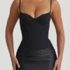 Lovella Draped Corset Mini Dress in Black