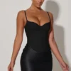 Lovella Draped Corset Mini Dress in Black