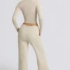 Low-Rise Wide-Leg Joggers in Bone